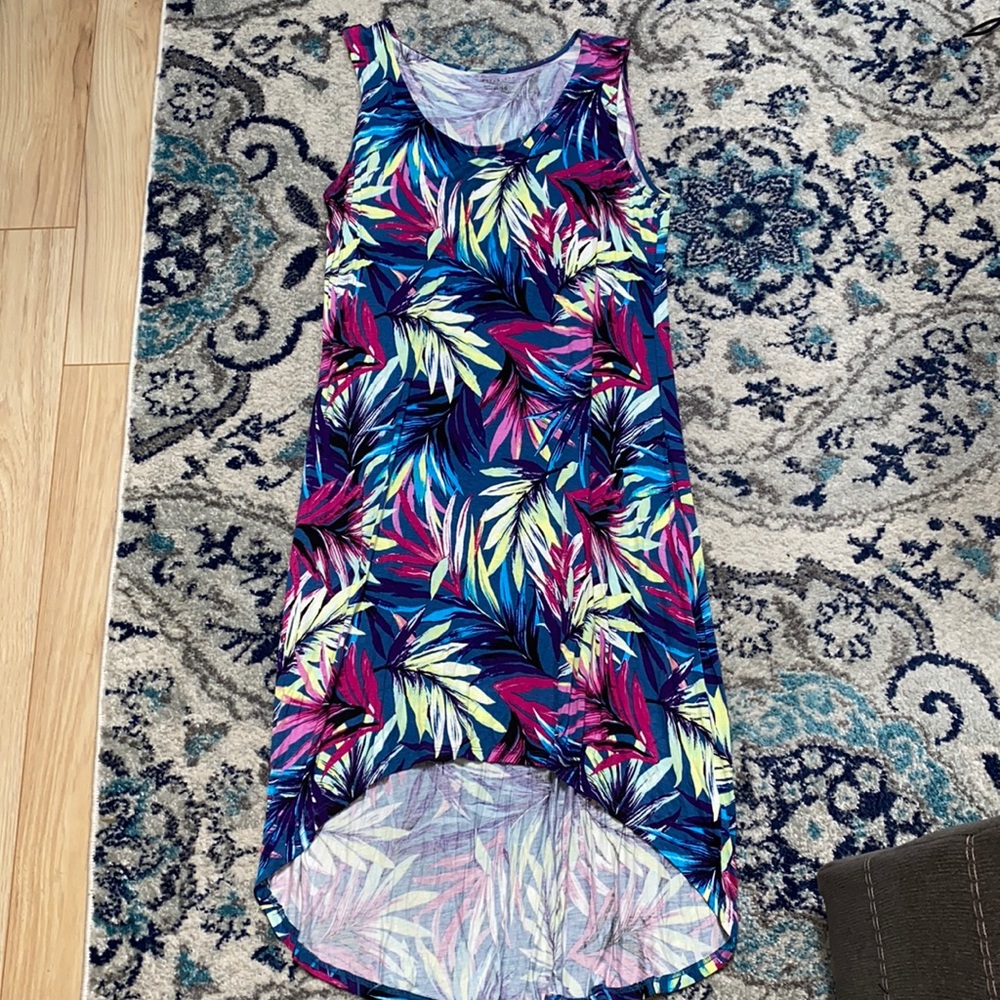Multi color leaf high low dress TBD Z